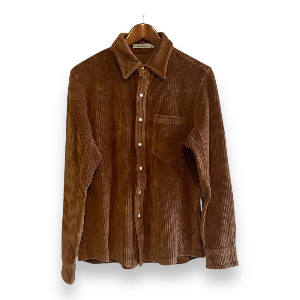 Criquet Shirts Men's Corduroy Pearl Snap Front Shirt Brown Long Sleeve Small NWT